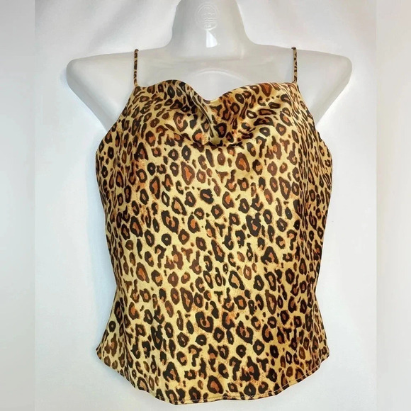 Zara Leopard Print Draped Neckline Camisole Tank Top  Size XS Mob Wife - Picture 2 of 9
